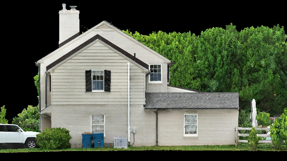 Orthographic elevation of an existing house facade